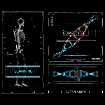 x ray of a human skeleton and DNA