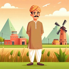 Indian farmer cartoon 