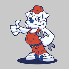 Mechanical bulldog mascot vector cartoon illustration