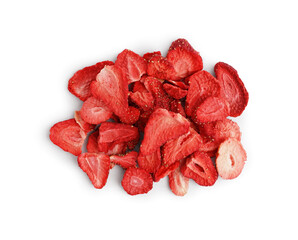 Dried strawberry on white background