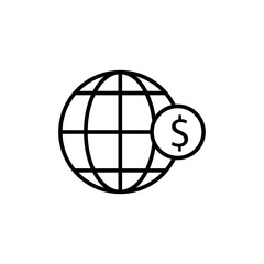 Global finance line icon. vector flat simple linear illustration for web and app on white background..eps