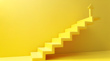 3d vector room with stairs yellow ,generative ai