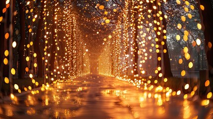 Obraz premium A festive backdrop with twinkling lights and glittery decorations. - Event decoration background