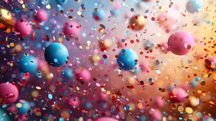 A festive background with a burst of multi-colored confetti. - Event decoration background