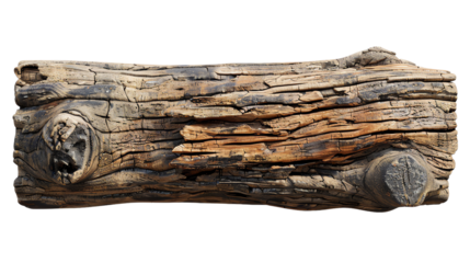 Close-up of a rustic weathered wooden log with natural texture for use in woodworking, design projects, and nature-themed backgrounds.