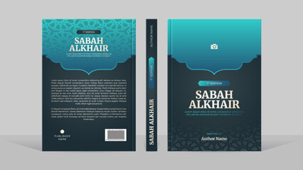 Islamic Arabic Style Book Cover Template Design with Arabesque Moroccan Pattern	