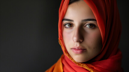 The young womans hijab was a vibrant green