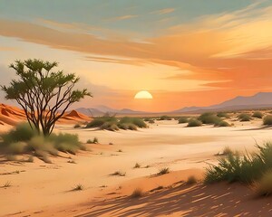 sunset in the desert