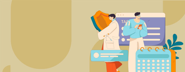 Medical characters fighting the epidemic flat vector concept operation hand drawn illustration

