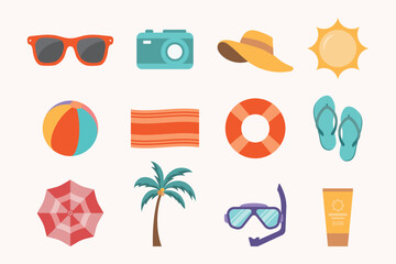 Beach and summer icons collection