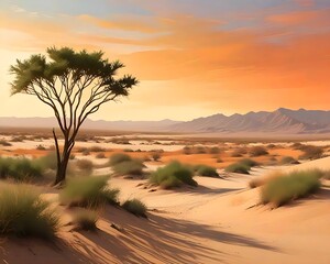 sunset over the desert