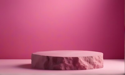 Stone product podium centered pink gradient background, AI Generated