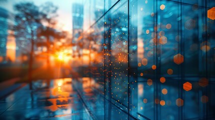 Obraz premium Transparent Glass Wall of Sleek Office Building