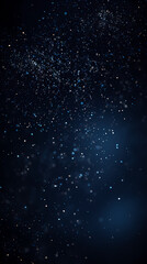 Fototapeta premium Floating snow particles on dark blue background