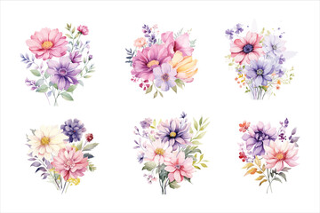 watercolor flower bundle 