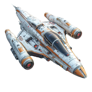 futuristic spaceship isolated on transparent background ,generative ai
