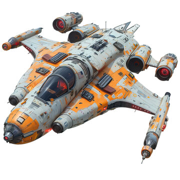 futuristic spaceship isolated on transparent background ,generative ai