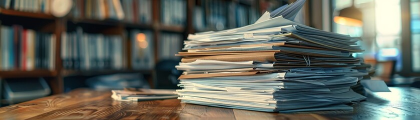Boosting Productivity - Stack of Unfinished Business Documents Waiting on Office Desk