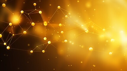 Abstract yellow technology background with geometric lines and shapes, featuring a connected network of polygonal forms and futuristic design elements.

