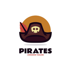 Vector Logo Illustration Pirates Hat Simple Mascot Style.