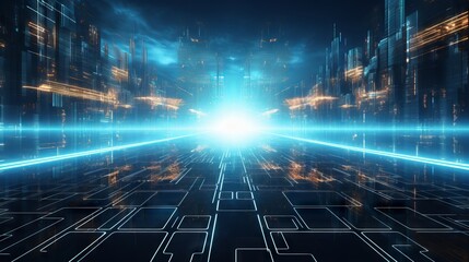 Futuristic data transfer: abstract technological cyberspace background.

