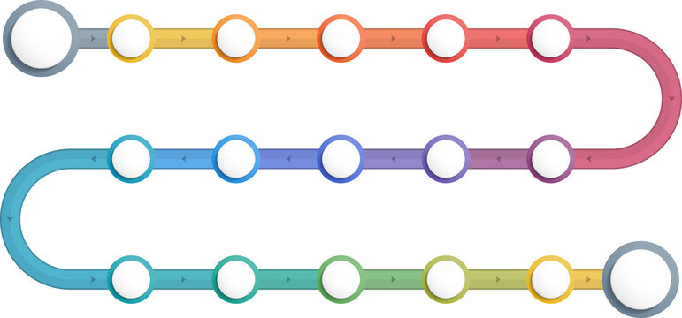 Colorful timeline infographics template with 15 steps