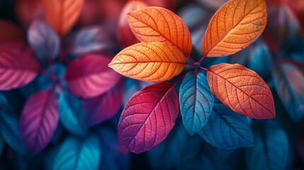 Obraz premium neon leaves and flowers