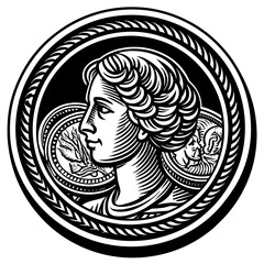 illustration of coins on a black and white background