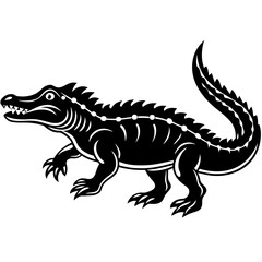 silhouette of a crocodile vector art design 