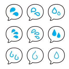 手描きの汗や涙の感情のあしらいイラスト 漫符吹き出しアイコンセット
