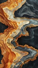 Obraz premium The surface is stylized like natural stone, marble or granite, with gold and black hues. Deep color Banner, poster, background. Copy space