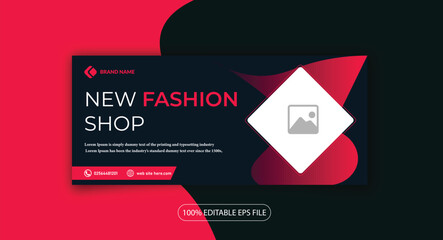 New Fashion Shop clothing brand facebook cover web banner, banner design template 