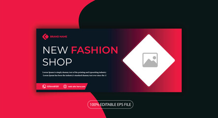 New Fashion Shop clothing brand facebook cover web banner, banner design template 
