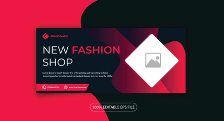 New Fashion Shop clothing brand facebook cover web banner, banner design template 