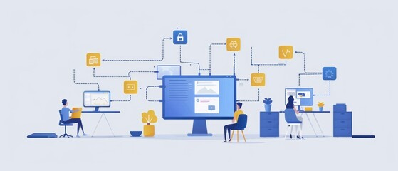 Set the stage for professional collaboration with a minimalist computer network template, inviting connectivity without clutter.