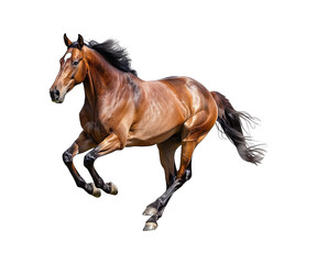 Obraz premium Brown Stallion Galloping on White Background