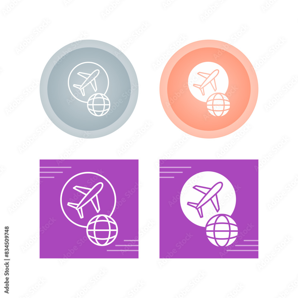 Sticker global flights vector icon