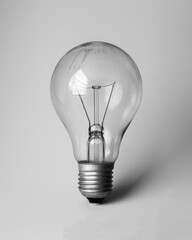 high contrast black and white image of light bulb isolated on whiteFujifilm XT3, soft focus, 55mm lens, f29, Cinematic 32k, nice background stock photo style.