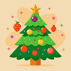 Christmas tree with gifts vector colors art.