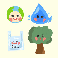 Cute vector related to go green and ecology 