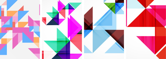 Triangle poster geometric background set