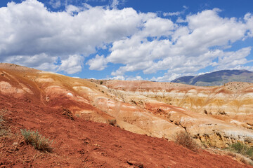 Multicolored mountains, Mars-1 Mountain Altai. Unusual landscape.