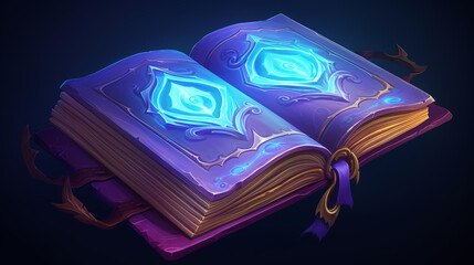 Detailed spellbook illustration of a magical tome with high resolution art, an enchanted book for a fairy tale prop or mystical grimoire.