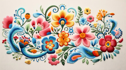 Fototapeta premium Explore charming crossstitch textures with intricate patterns in vibrant colors, brought to life in highdefinition flat illustrations.