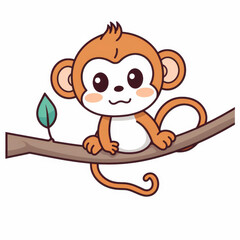 Obraz premium Illustration of a playful monkey swinging from a branch cute, simple, oneline design perfect for coloring fun.