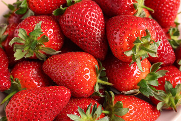 Sweet fresh strawberries on light background, closeup