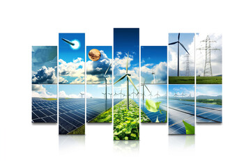 Clean energy on a white background. The concept of a clean planet. Design of albums, notebooks, banners, postcards, posters