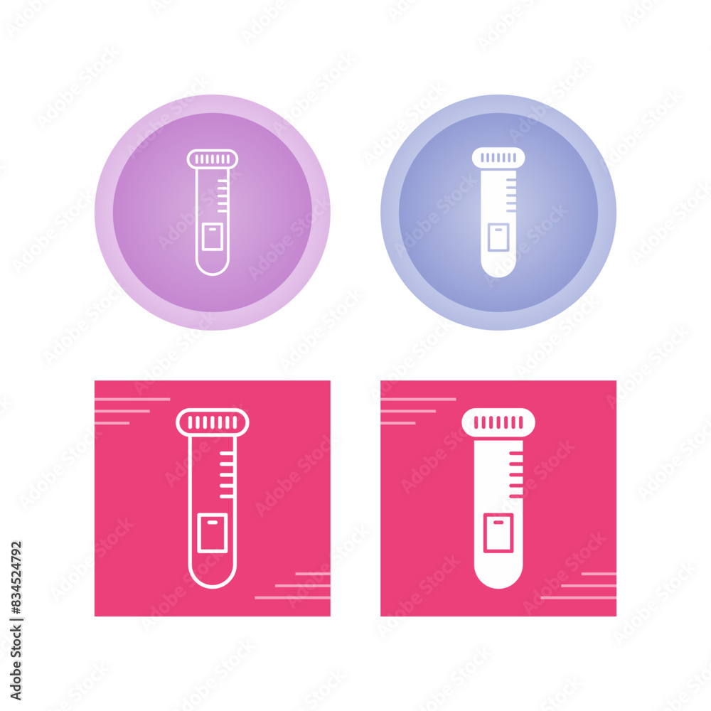 Sticker test tube vector icon