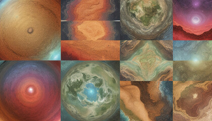 A collage of different natural Earth textures mixed in beautiful abstract background, Generative AI