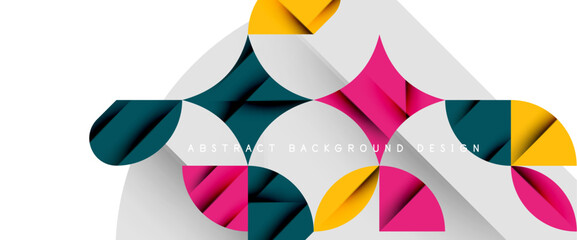 Minimal geometric elements on white. Petals, round triangles, star